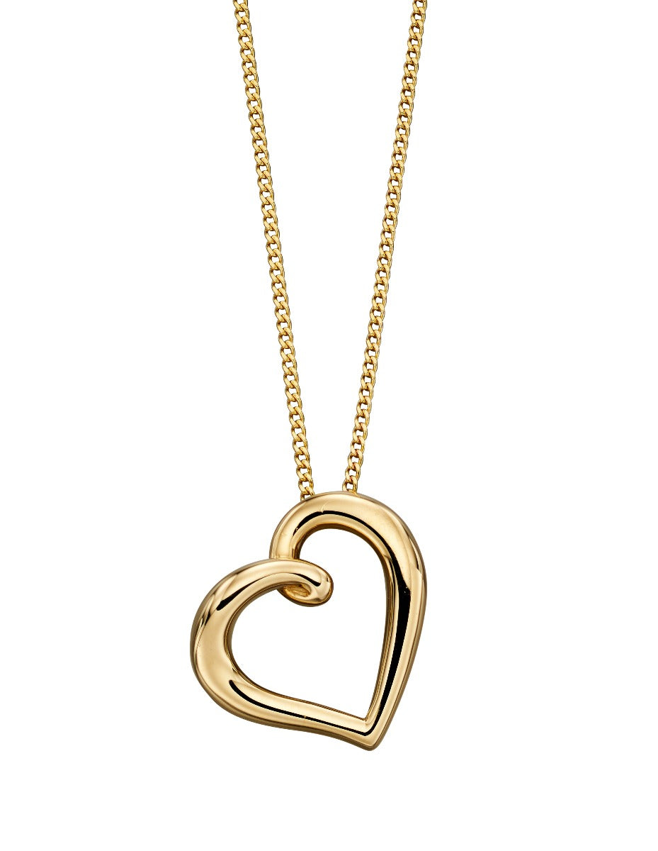 Gecko Jewellery Organic Heart Pendant – 9ct Gold Modern Classic Necklace