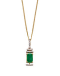Gecko Jewellery Art Deco Baguette Cut Precious Stone & Diamond 9ct Gold Pendant