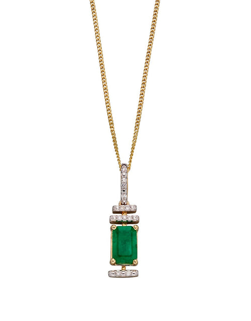 Gecko Jewellery Art Deco Baguette Cut Precious Stone & Diamond 9ct Gold Pendant