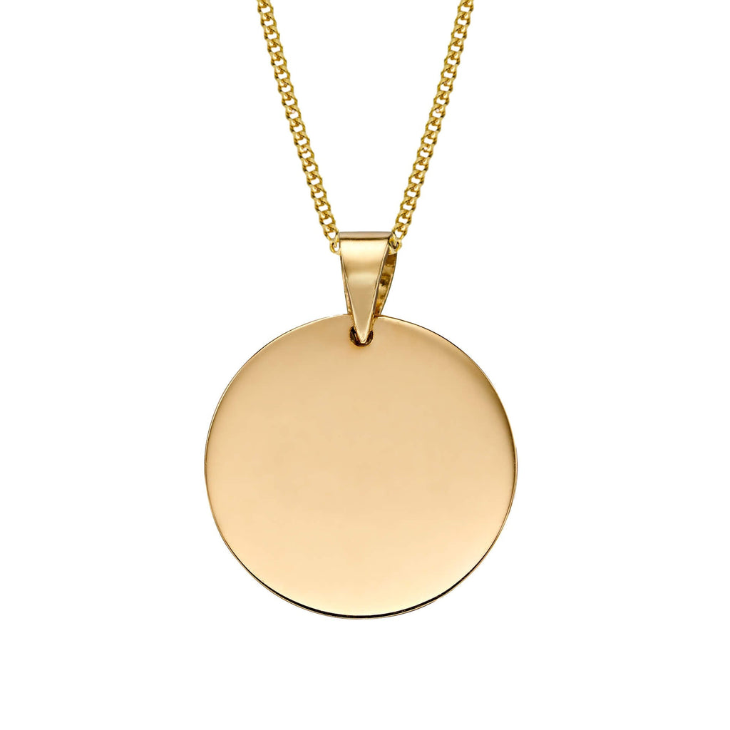 Gecko Jewellery 9ct Gold Plain Engravable Disc Pendant for Necklaces