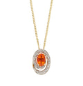 Gecko Jewellery Fire Opal and Diamond Swirl Pendant in 9ct Yellow Gold