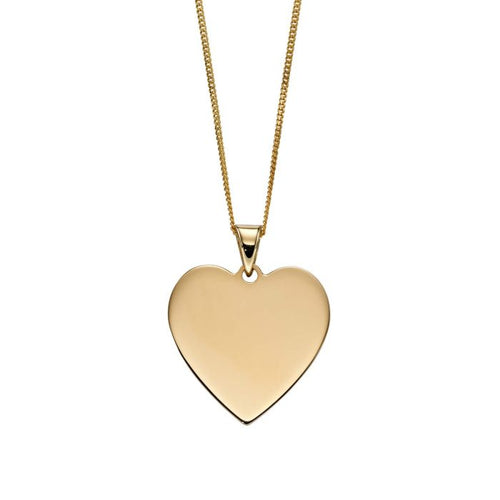 Gecko Jewellery 9ct Yellow Gold Heart Engravable Tag Pendant