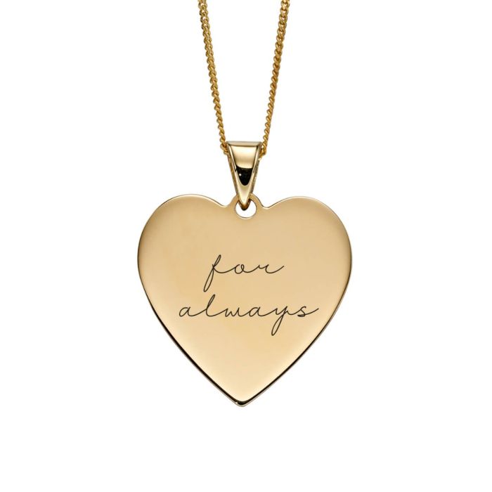 Gecko Jewellery 9ct Yellow Gold Heart Engravable Tag Pendant
