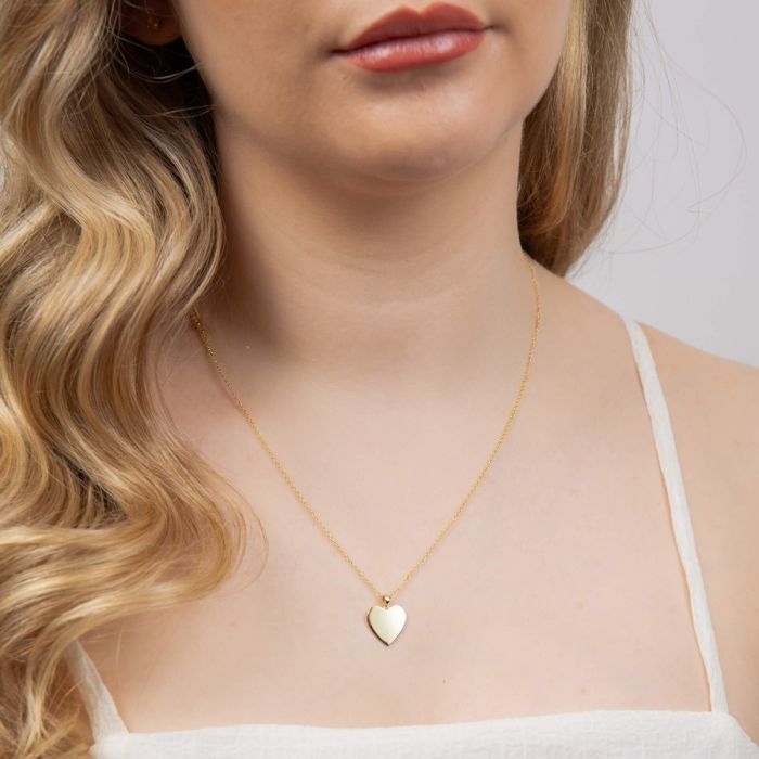 Gecko Jewellery 9ct Yellow Gold Heart Engravable Tag Pendant