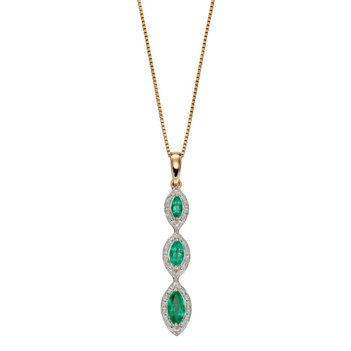 Gecko Jewellery Marquise Triple Drop Pendant - 9ct Gold & Diamonds