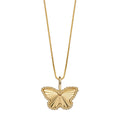 Gecko Jewellery Yellow Gold Butterfly Pendant with Diamond Cut Detail