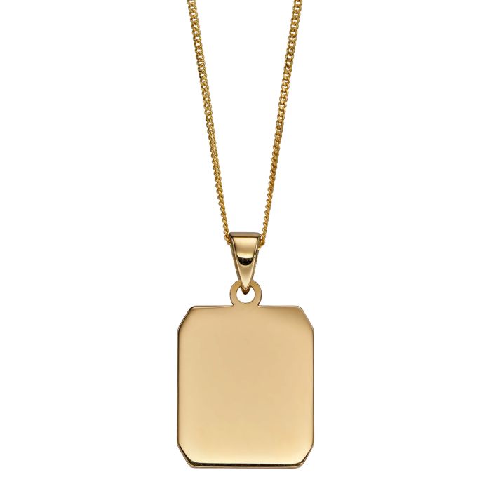 Gecko Jewellery 9ct Yellow Gold Rectangular Dog Tag Pendant – Engravable