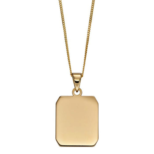 Gecko Jewellery 9ct Yellow Gold Rectangular Dog Tag Pendant – Engravable