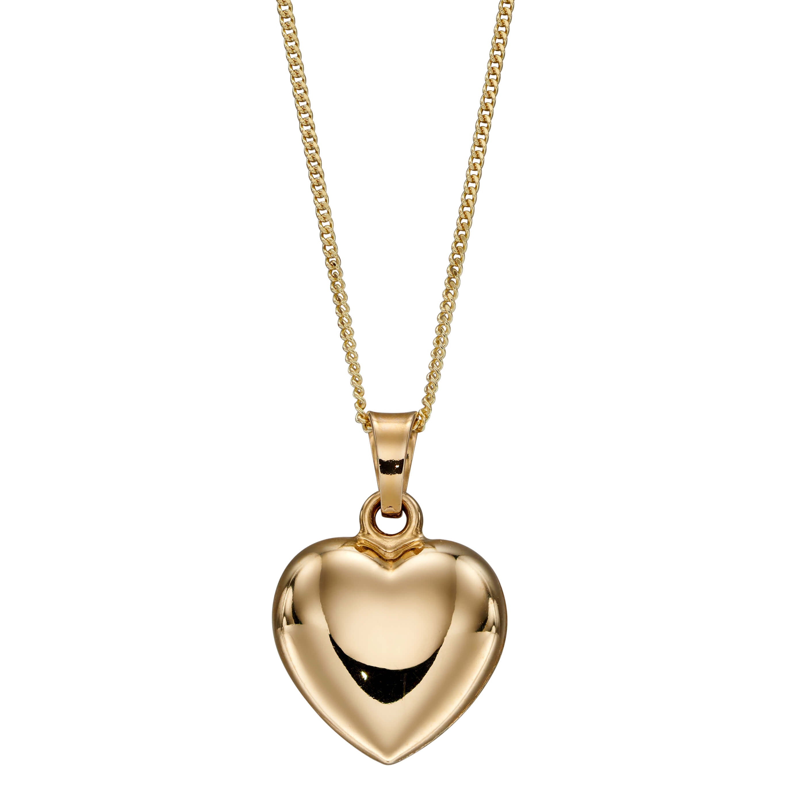 Gecko Jewellery 9ct Yellow Gold Small Puffed Heart Pendant Necklace
