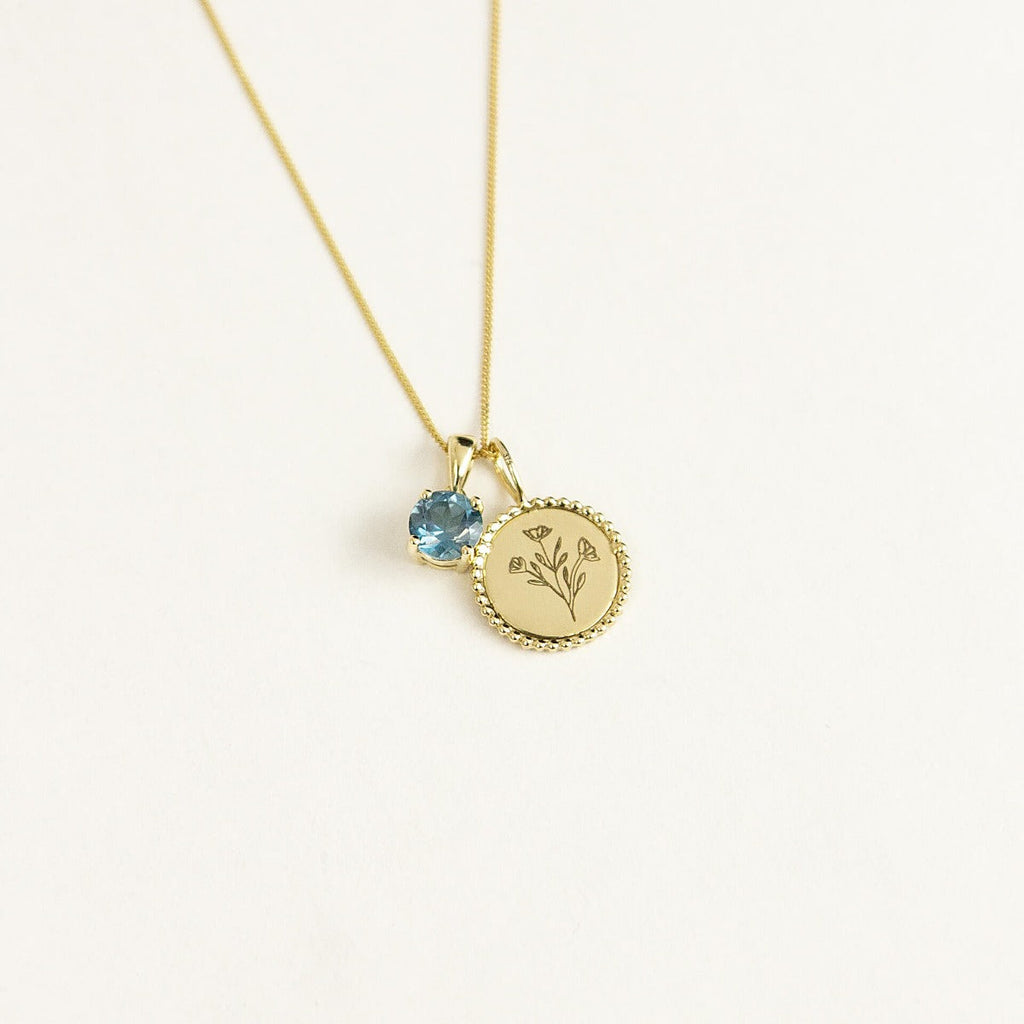 Gecko Jewellery 9ct Yellow Gold Granulated Disc Pendant with Diamond Cut