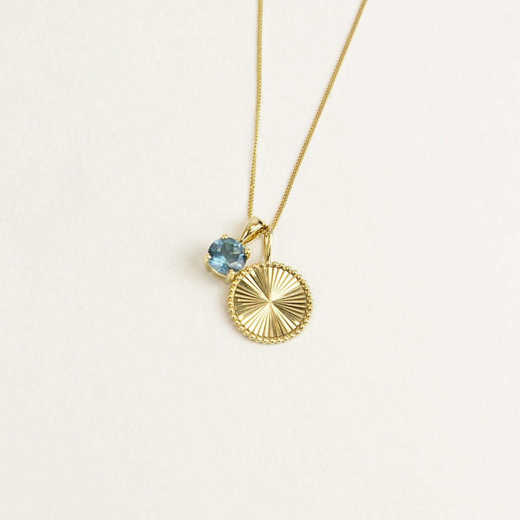 Gecko Jewellery 9ct Yellow Gold Granulated Disc Pendant with Diamond Cut