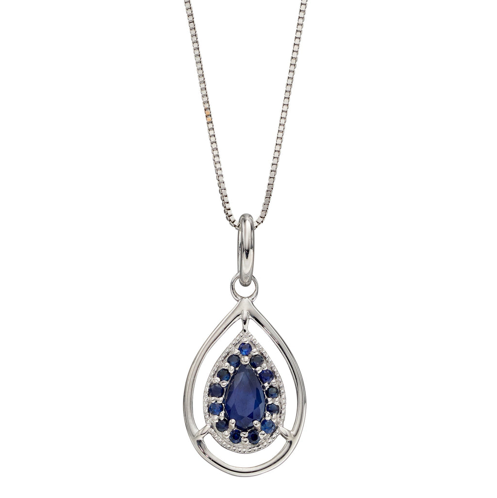Gecko Jewellery 9ct Gold Cut Out Teardrop Pendant with Precious Stone