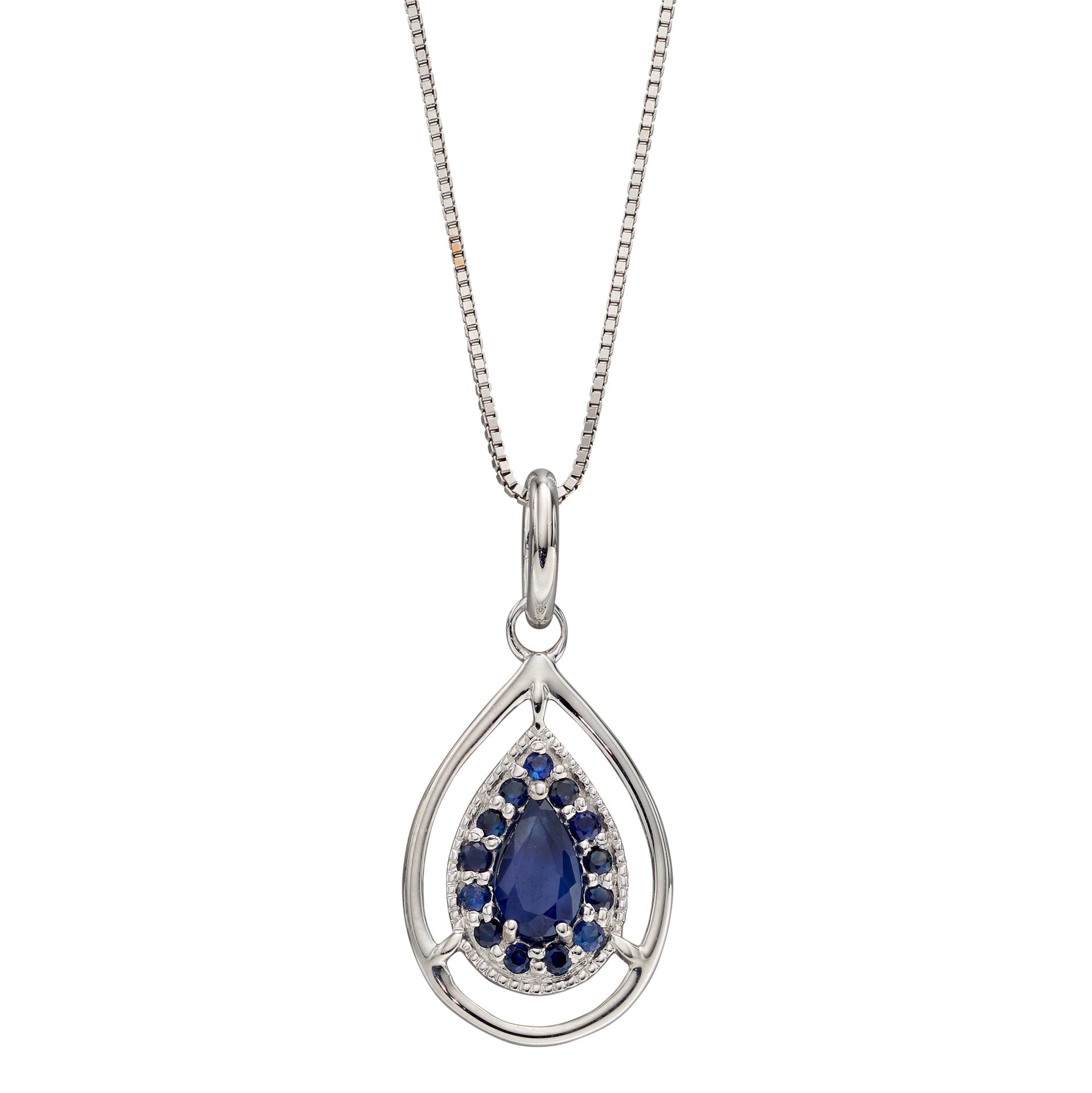 Gecko Jewellery 9ct Gold Cut Out Teardrop Pendant with Precious Stone