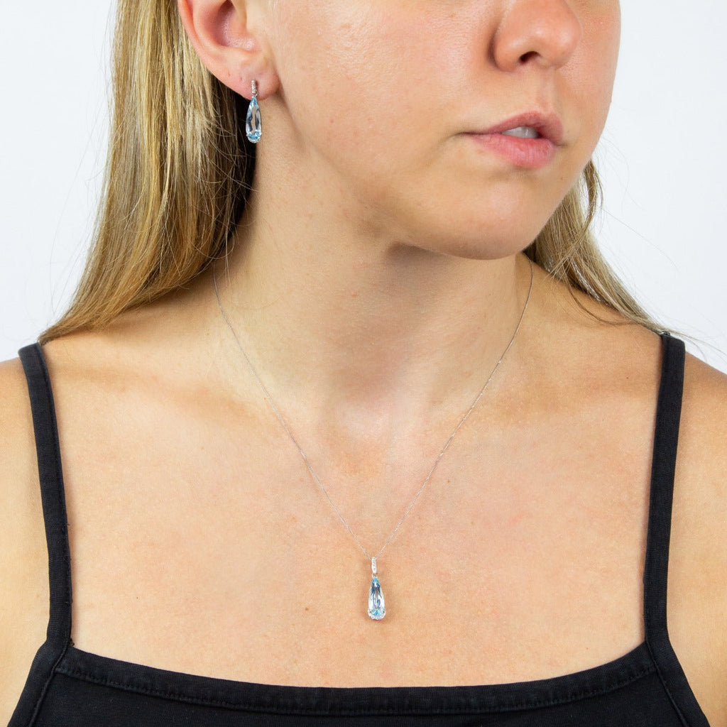 Gecko Jewellery 9ct Gold Elongated Semi-Precious Teardrop Diamond Earrings