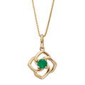 Gecko Jewellery 9ct Yellow Gold Cut Out Flower Pendant with Emerald