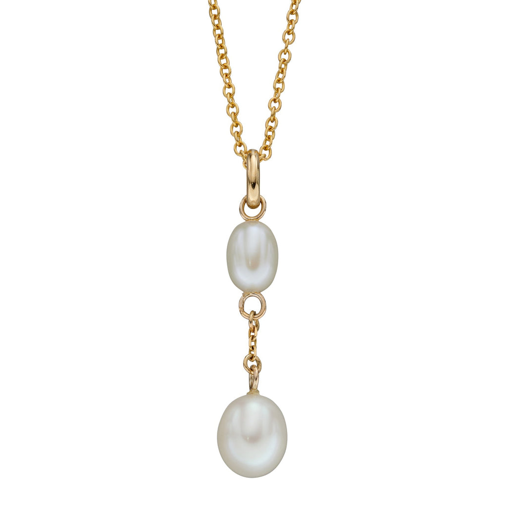 Freshwater Pearl Teardrop Pendant in 9ct Yellow Gold | Gecko Jewellery