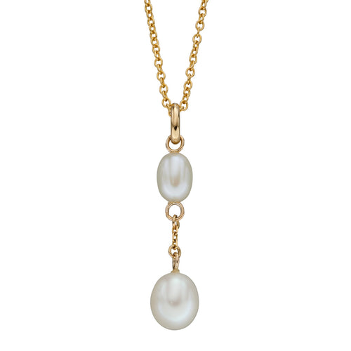Freshwater Pearl Teardrop Pendant in 9ct Yellow Gold | Gecko Jewellery
