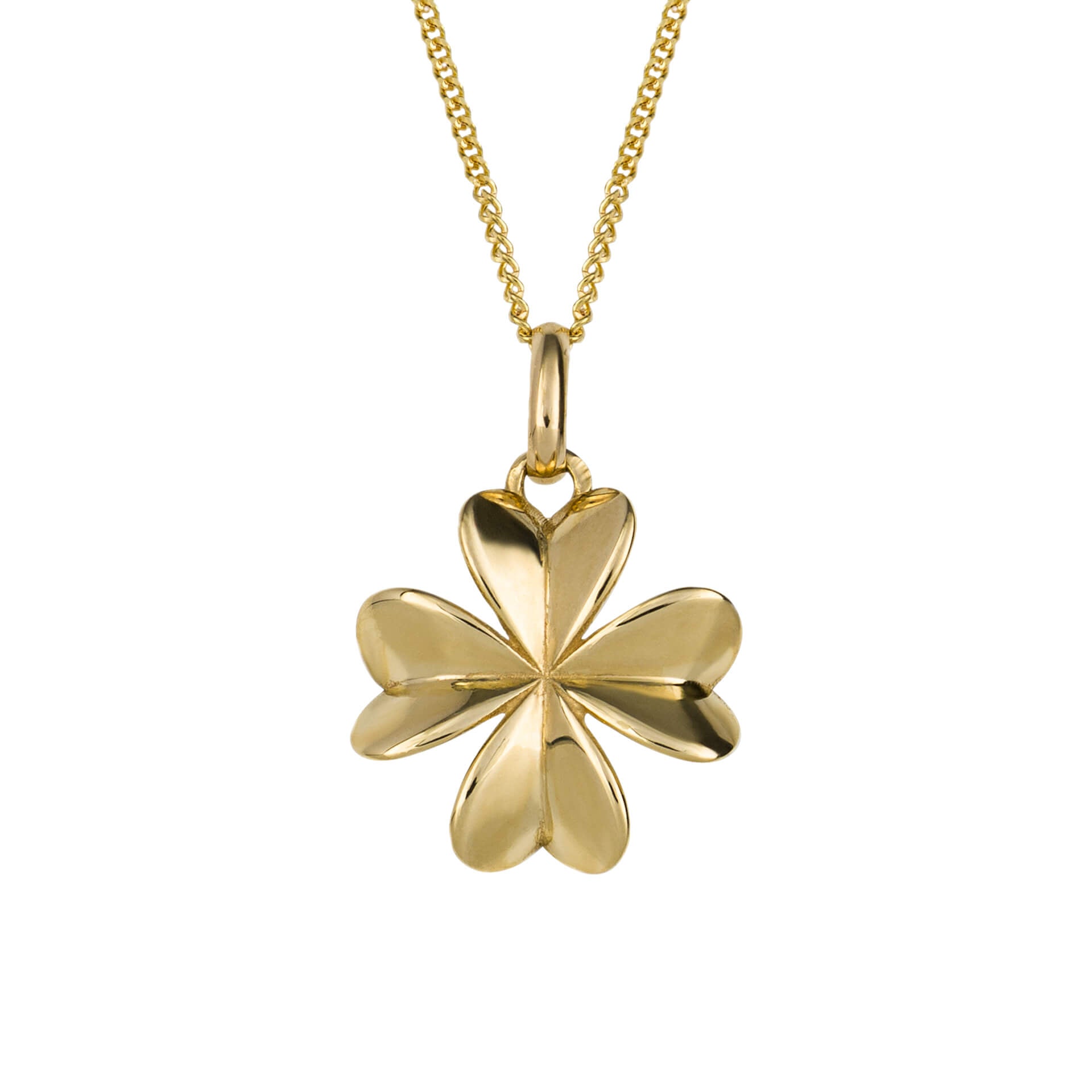Gecko Jewellery 9ct Yellow Gold Four Leaf Clover Pendant Necklace