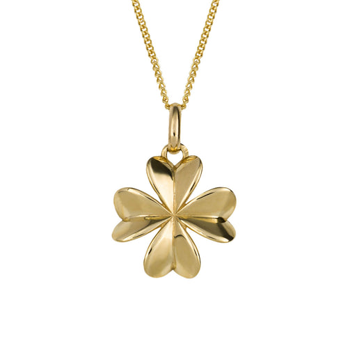 Gecko Jewellery 9ct Yellow Gold Four Leaf Clover Pendant Necklace