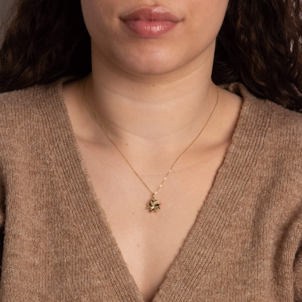 Gecko Jewellery 9ct Yellow Gold Four Leaf Clover Pendant Necklace