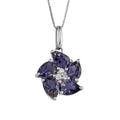 Gecko Jewellery Peony Flower Pendant | 9ct White Gold Iolite & Diamond