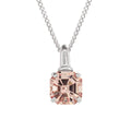 Gecko Jewellery Asscher Cut Morganite & Diamond Pendant in 9ct White Gold