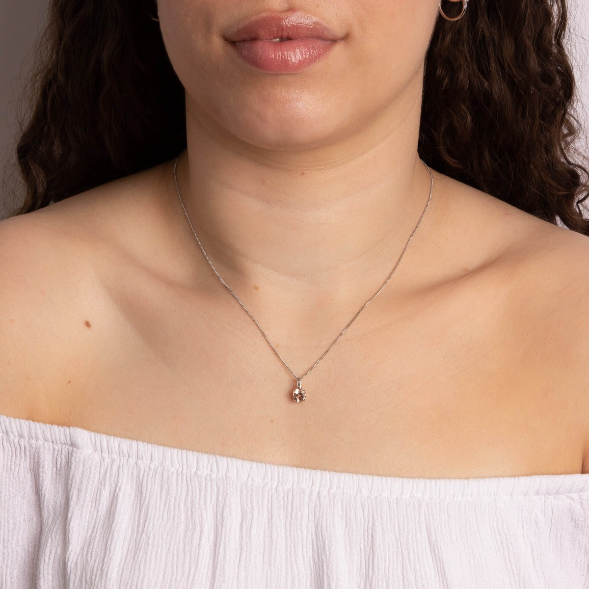 Gecko Jewellery Asscher Cut Morganite & Diamond Pendant in 9ct White Gold
