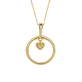 Gecko Jewellery 9ct Gold Open Circle and Diamond Heart Charm Pendant
