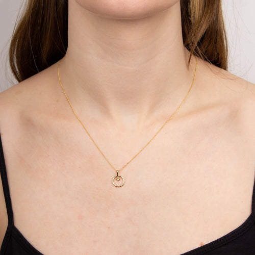 Gecko Jewellery 9ct Gold Open Circle and Diamond Heart Charm Pendant