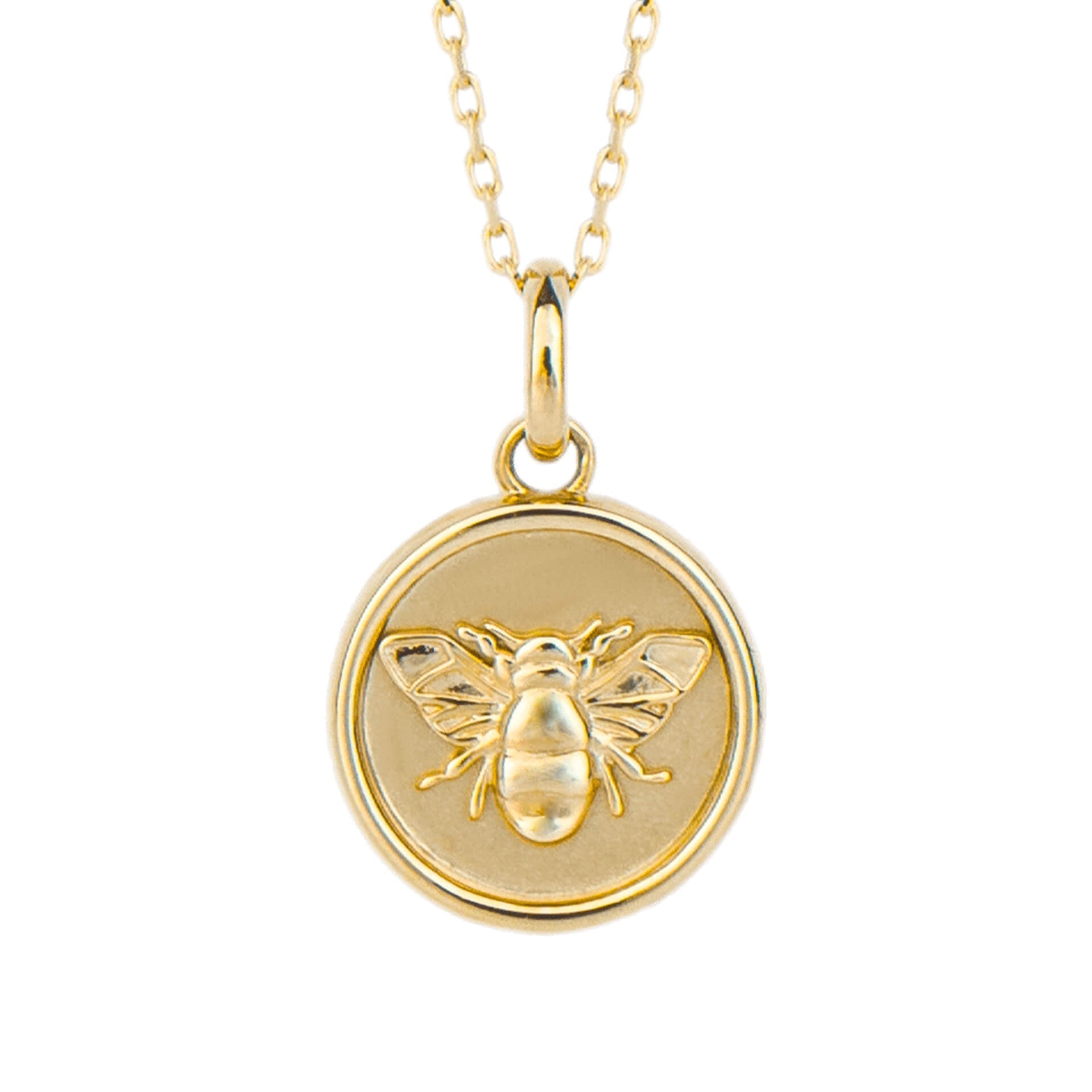 Gecko Jewellery 9ct Gold Bee Medallion Pendant - Engravable Necklace