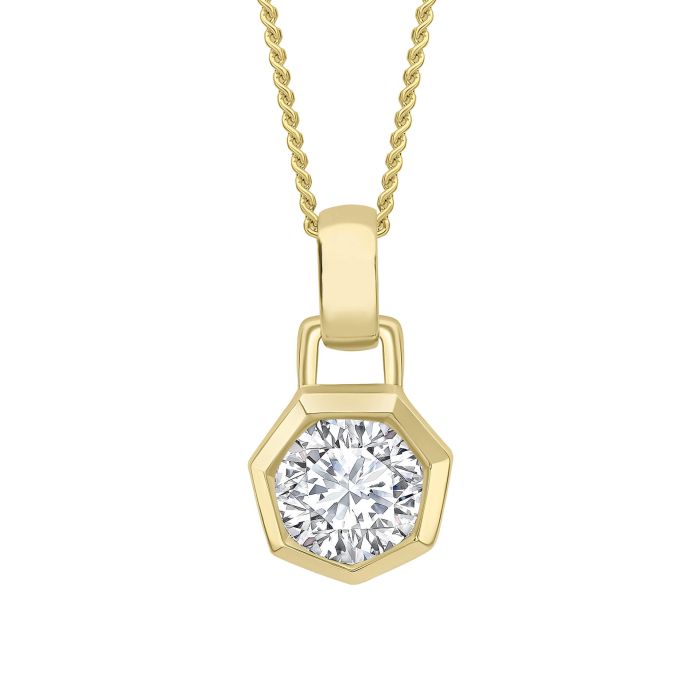 Gecko Jewellery Octagon Pendant – Recycled 9ct Gold Lab Diamond