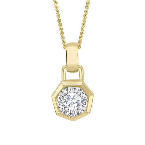 Gecko Jewellery Octagon Pendant – Recycled 9ct Gold Lab Diamond