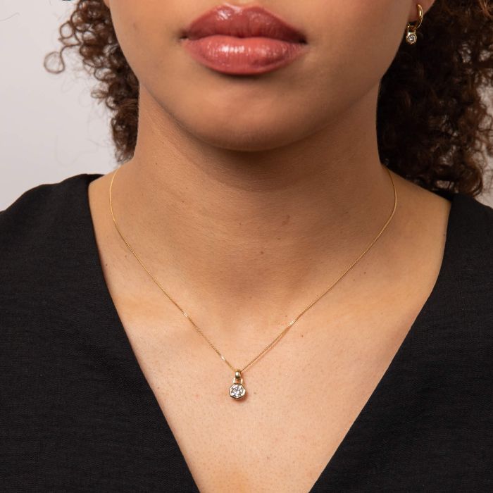 Gecko Jewellery Octagon Pendant – Recycled 9ct Gold Lab Diamond