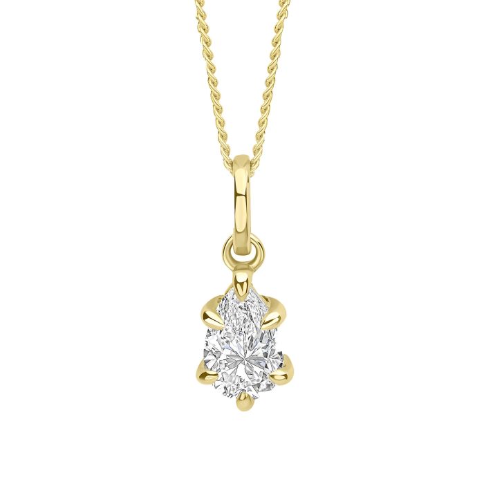 Gecko Jewellery Pear Cut Lab Grown Diamond Solitaire Pendant in 9ct Gold