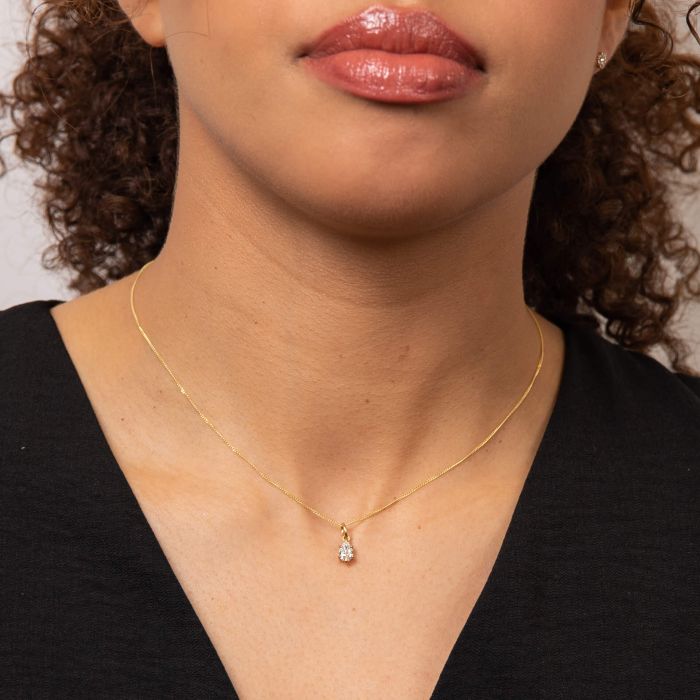 Gecko Jewellery Pear Cut Lab Grown Diamond Solitaire Pendant in 9ct Gold