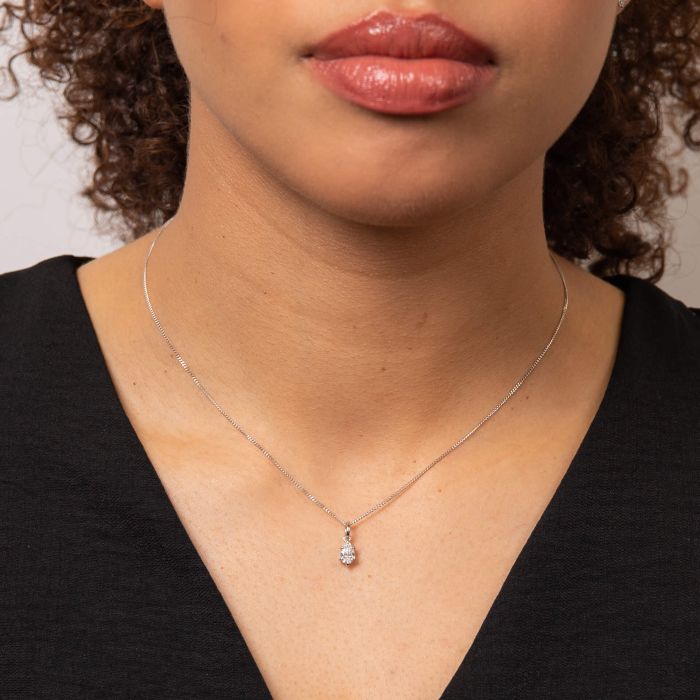 Gecko Jewellery Pear Cut Lab Grown Diamond Solitaire Pendant in 9ct Gold