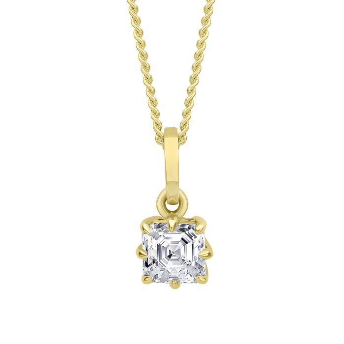 Gecko Jewellery Asscher Cut Lab Grown Diamond Solitaire Pendant in 9ct Gold