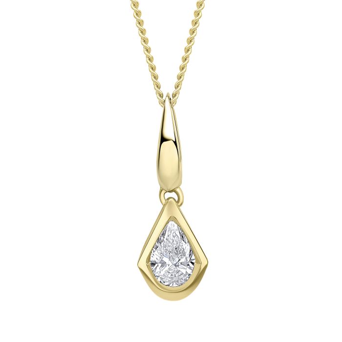 Gecko Jewellery Pear Cut Lab Grown Diamond Knife Edge Pendant in 9ct Gold