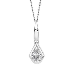 Gecko Jewellery Pear Cut Lab Grown Diamond Knife Edge Pendant in 9ct Gold