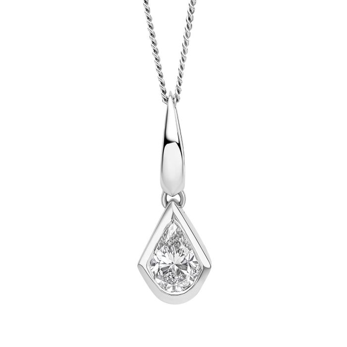 Gecko Jewellery Pear Cut Lab Grown Diamond Knife Edge Pendant in 9ct Gold