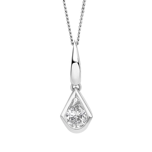 Gecko Jewellery Pear Cut Lab Grown Diamond Knife Edge Pendant in 9ct Gold