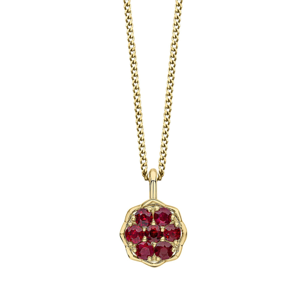 Gecko Jewellery 9ct Yellow Gold Seven Stone Ruby Cluster Pendant