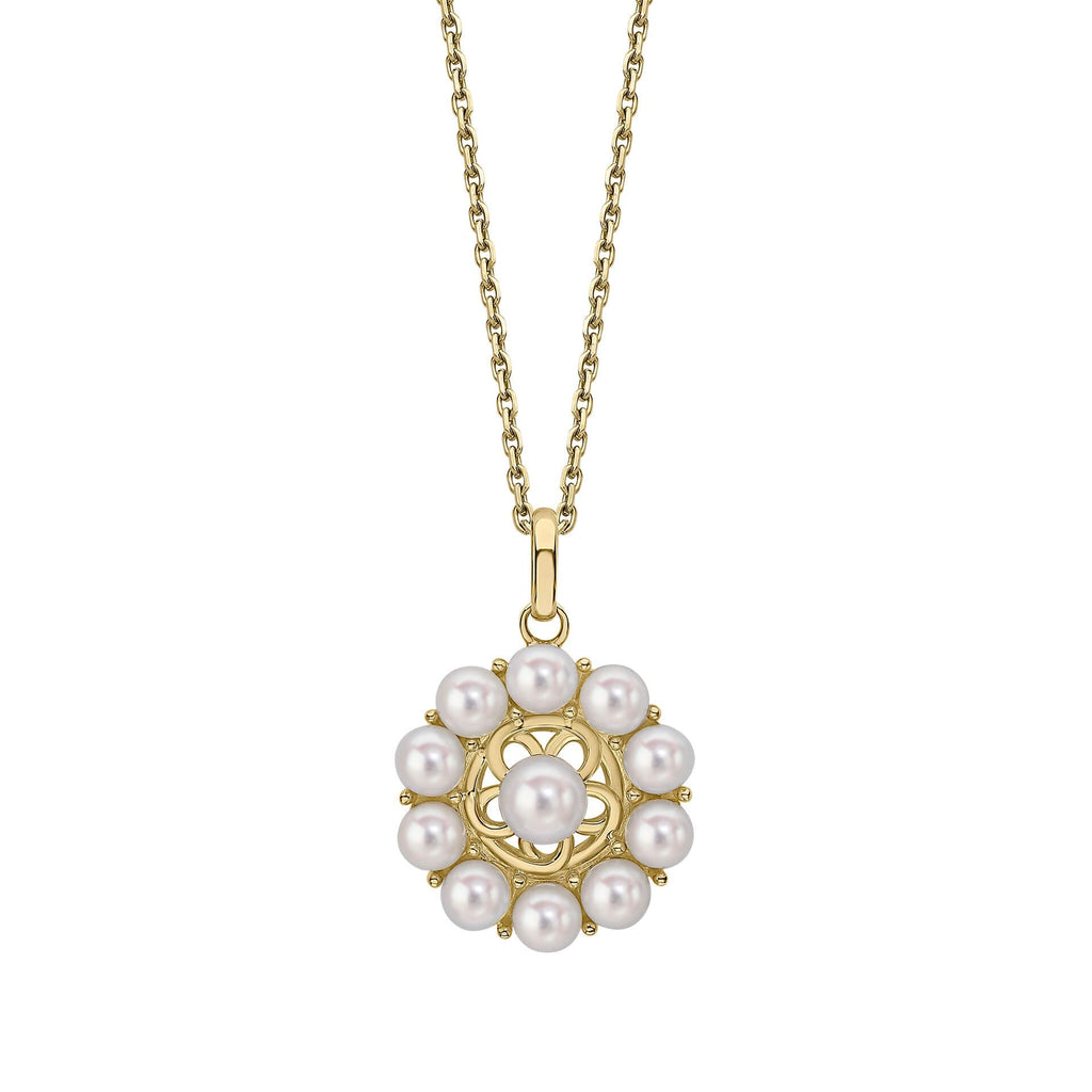 Gecko Jewellery Floral Freshwater Pearl Pendant in 9ct Yellow Gold