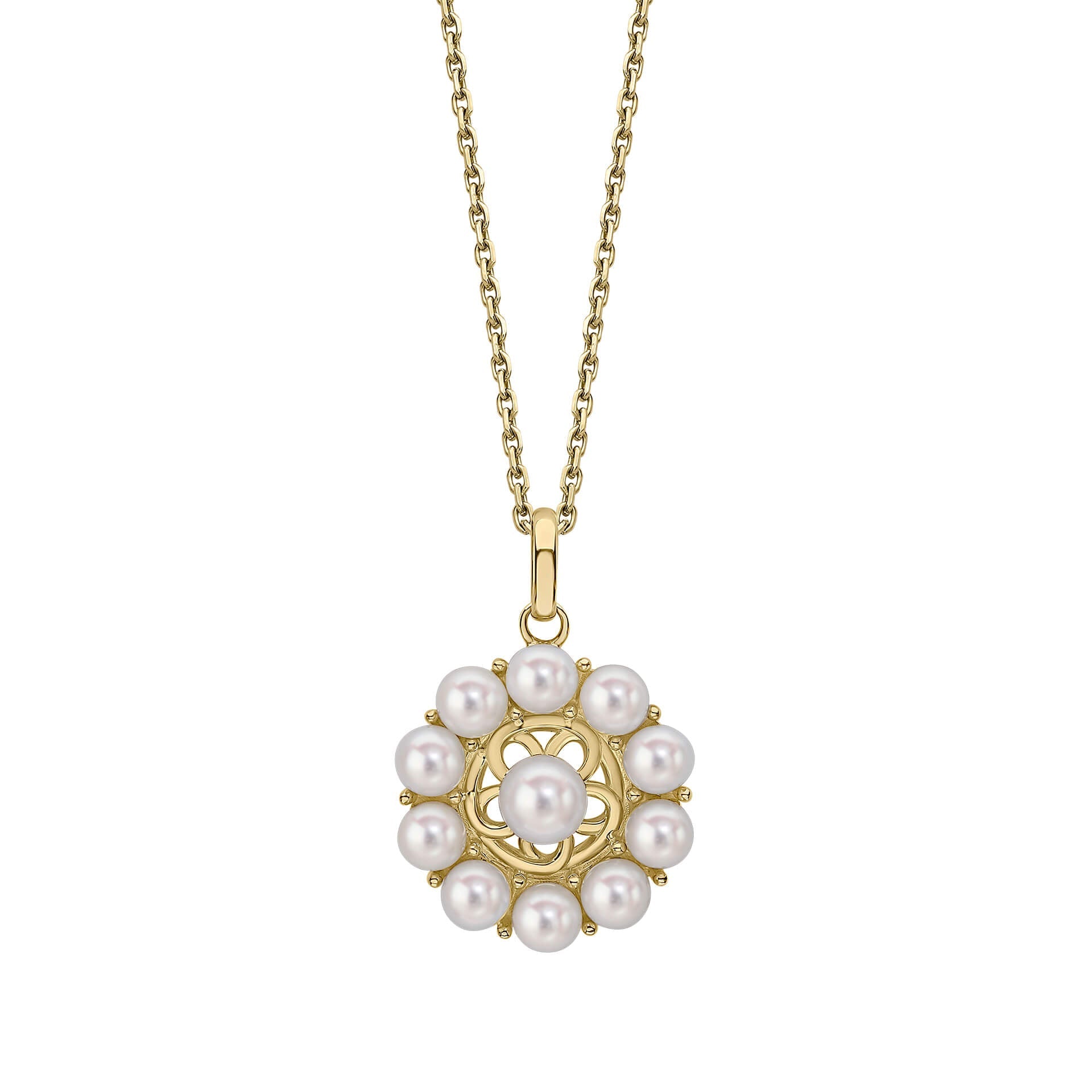 Gecko Jewellery Floral Freshwater Pearl Pendant in 9ct Yellow Gold