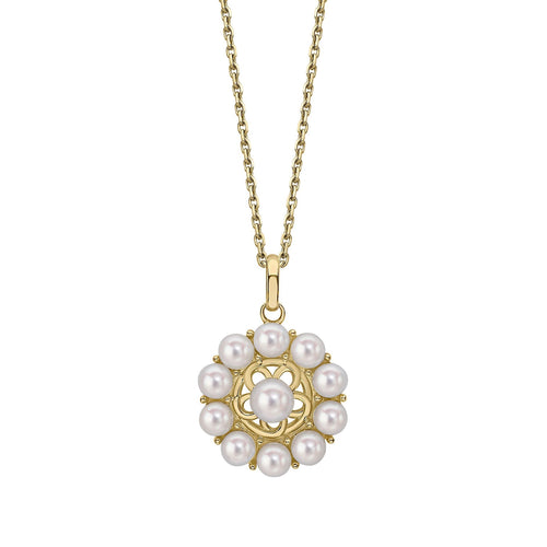 Gecko Jewellery Floral Freshwater Pearl Pendant in 9ct Yellow Gold