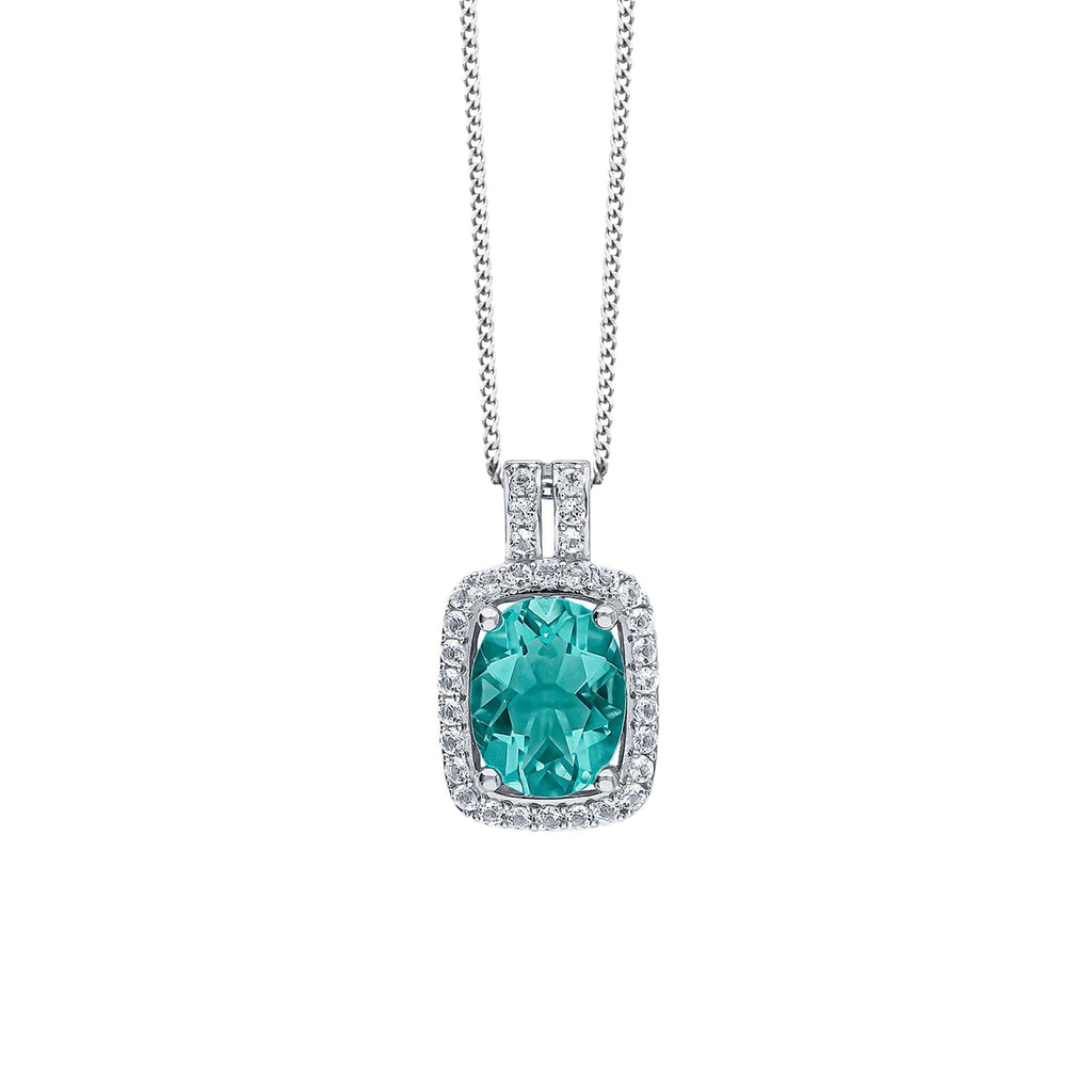 Gecko Jewellery Blue Fluorite & White Topaz 9ct White Gold Pendant