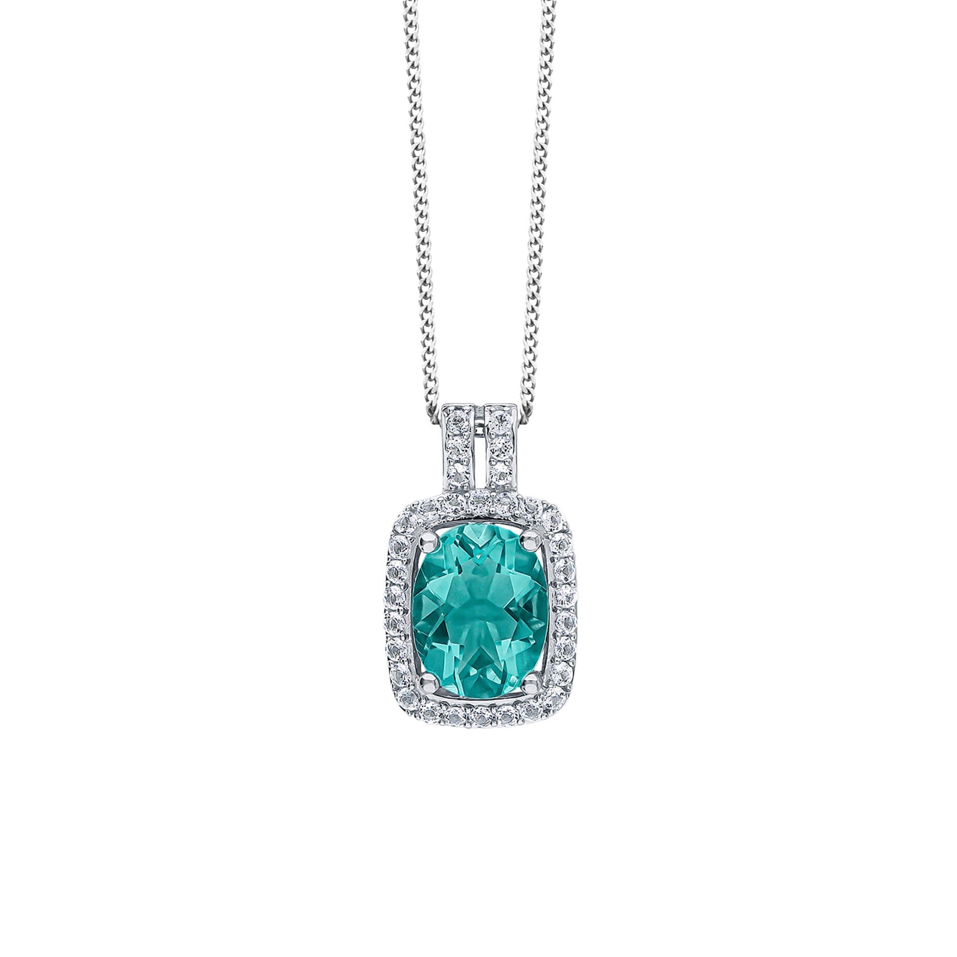 Gecko Jewellery Blue Fluorite & White Topaz 9ct White Gold Pendant