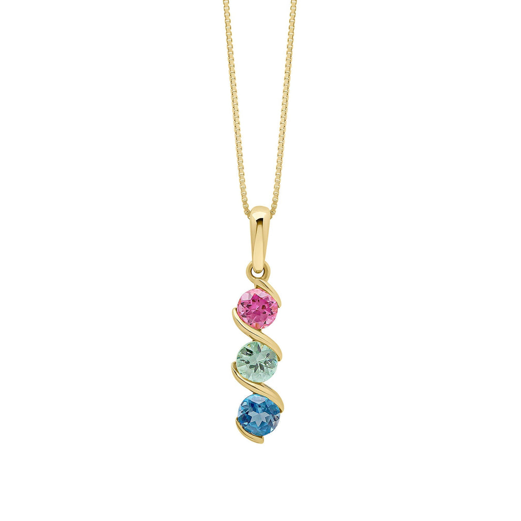 Gecko Jewellery Amalfi Three Colour Twist Pendant – Sapphire & Topaz