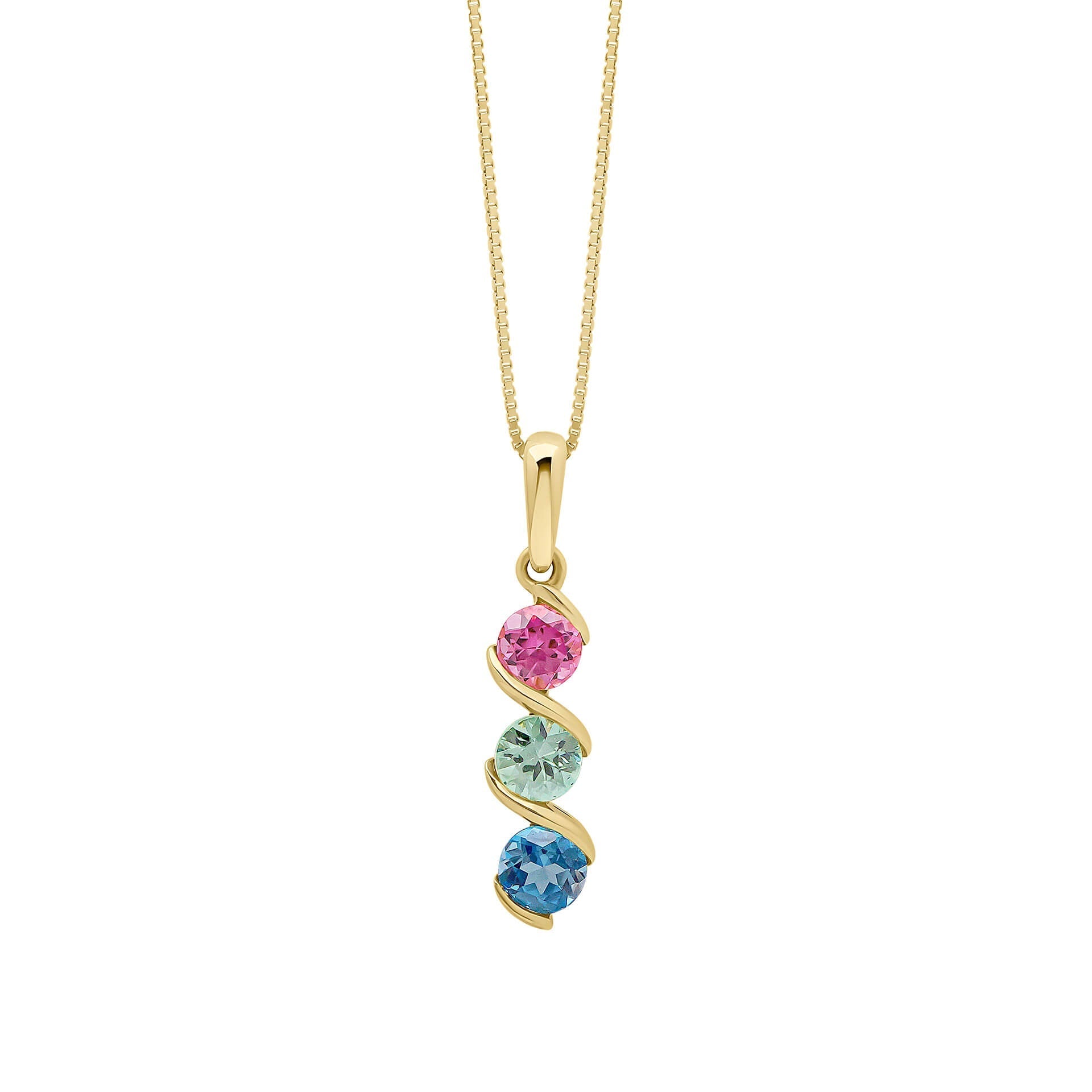 Gecko Jewellery Amalfi Three Colour Twist Pendant – Sapphire & Topaz