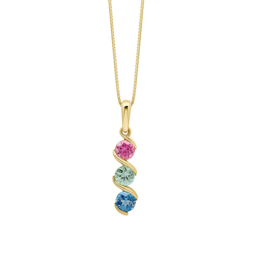 Gecko Jewellery Amalfi Three Colour Twist Pendant – Sapphire & Topaz